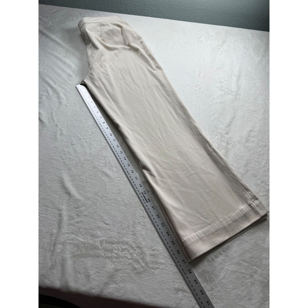 St. John Sport Beige Wide Leg Trousers High Rise Altered Khaki Pants Womens 10 - Picture 8 of 10